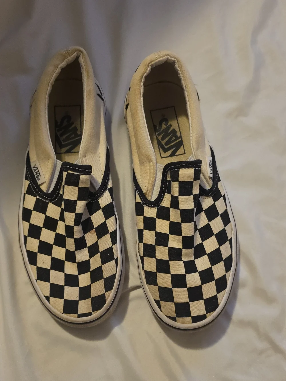 Vans Classic Slip-On Checkerboard Sneakers - Black/White